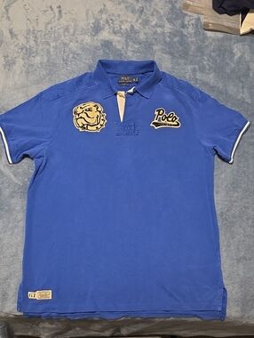 Polo by Ralph Lauren Royal Blue Short Sleeve Polo with Embroidered Patches